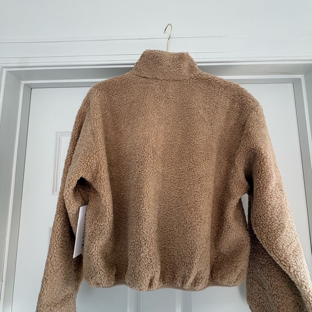 NEW Athleta Teddy Zip-Front Jacket in Camel Brown - Picture 3 of 7